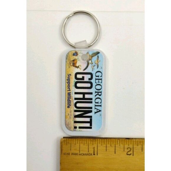 Georgia Keyring GO HUNT! Support Wildlife Keytag Key Holder Hard Rubber Material - Picture 8 of 10